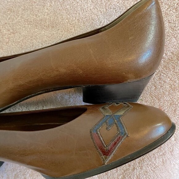 Arnold Churgin Brown Leather Slip On With Chunky Heel 40 - Picture 9 of 11